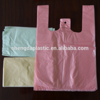 HDPE t-shirt plastic bag on roll for shopping