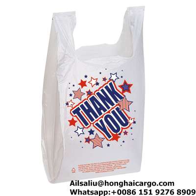 2018 Hot Sale HDPE/LDPE Thank You T-shirt Plastic Shopping Bags