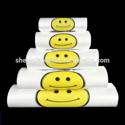 2018 Eco Friendly Biodegradable Smile Face T-shirt plasitc vest carrier bags